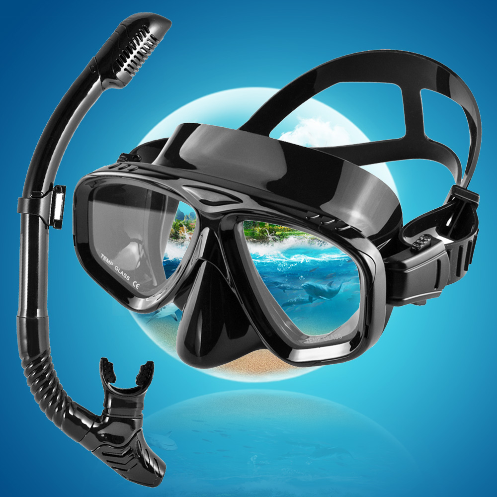 Freediving Mask Set - Droge Snorkelset Duikmasker Professionele Duikzwembril Anti-Lek